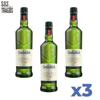 Whisky Single Malt 12 años 750 cc Glenfiddich x3