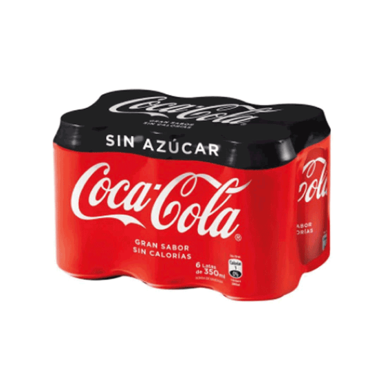 Bebida Gaseosa Zero Lata 350 Ml Pack de 6 Unidades Coca Cola