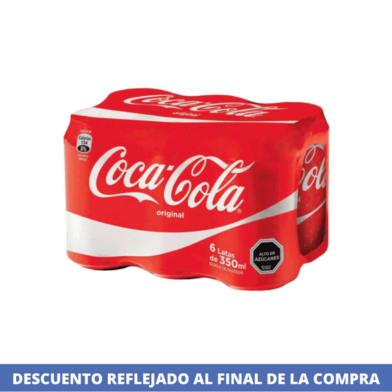 Bebida Gaseosa Lata 350 Ml Pack de 6 Unidades Coca Cola