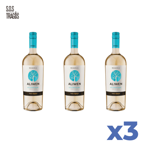Vino Blanco Sauvignon Blanc Aliwen Reserva 750cc Undurraga x3