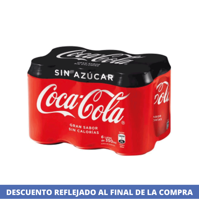 Bebida Gaseosa Zero Lata 350 Ml Pack de 6 Unidades Coca Cola A